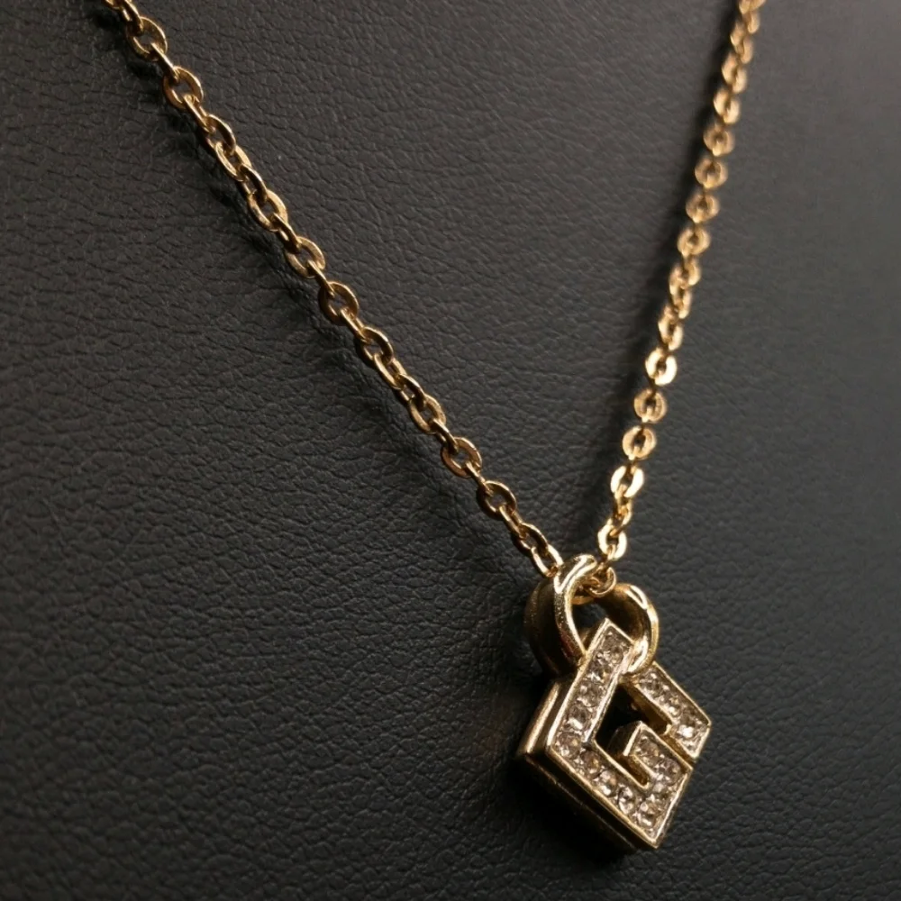 Vintage GIVENCHY Square "G" Logo Rhinestone Necklace - 80s-90s Icon - Picture 6 of 7